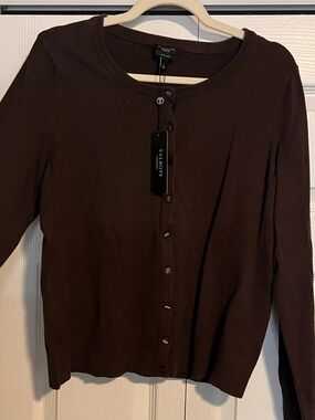 Talbots Dark Brown Button-Front Lightweight Cardigan - Women